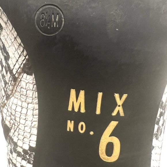 Mix No.6 Benisa White & Black Snake Print Vegan Block Heel Square Toe Boots 8.5 - Picture 11 of 14